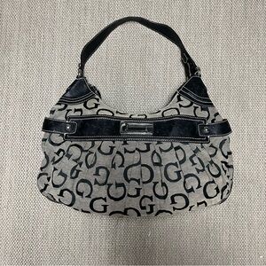 GUESS Y2k Bordini Shoulder Bag in Beige and Black with Silver Hardware